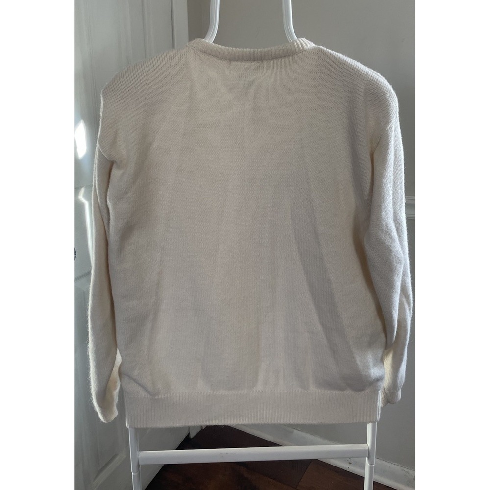 VTG Alfred Dunner Beaded Embellished White/ Cardigan Sweater GrandmaCore Sz Lg - Picture 2 of 6